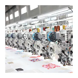 24 헤드 12 바늘 고속 전산화된 편평한 자수 기계 옷 티셔츠 공단 400*450mm 자수 지역 자동