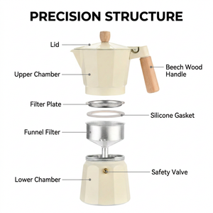Kingze Classic 150ml 300ml Aluminio Moka Pot Portable Business Espresso <span class=keywords><strong>Cafetera</strong></span> para el hogar Oficina Estufa Mocha Maker - Product Image 4