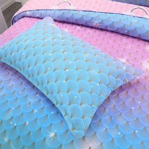 Kids Mermaid Bedding Set 3PC Custom Photo Quilt Cover &amp; Sham Glitter Scale s <strong>Bedspread</strong> Twin/Twin <strong>XL</strong> Hypoallergenic Ocean Theme - Product Image 4