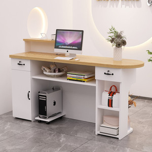 Modern Cream <b>Reception</b> Desk <b>Counter</b> Custom Welcome Lobby Service Table for Retail Store Office Showroom - Product Image 5