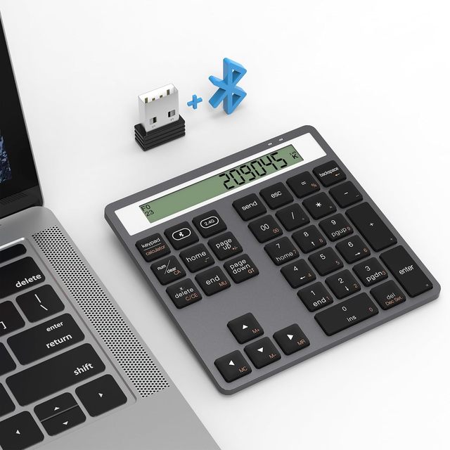 Slim 34-Key Portable Financial Accounting Numpad bluetooth 2.4G Wireless Numeric Keypad with Display Calculator
