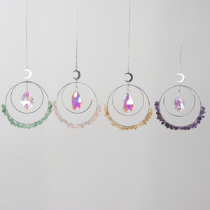 Attrape-soleil en pierre naturelle, améthyste, obsidienne, créateur d'arc-en-ciel prismatique, design Feng Shui, Halloween et Noël - Product Image 3