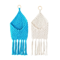Elegante Tapiz de Pared de Macramé de Ratán Hecho a Mano con Borlas, Bolsa de Almacenamiento Estilo Boho Vintage para Decoración del Hogar y Regalo