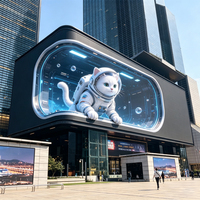 Pantalla LED 3D para Publicidad Exterior Impermeable, Cartel Digital a Todo Color Curvo Montado en Pared, Panel de Visualización LED