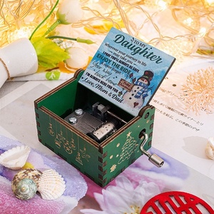 Boîte à musique de Noël, cadeau de Noël pour fille, fils, amis, sœur, boîte à musique en bois à manivelle, cadeaux de Noël et de Nouvel An - Product Image 6