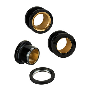 Gauges d'oreille bicolores en acier inoxydable |   Plugs d'oreille plaqués PVD noir et or, argent et or |   Bijoux pour le corps hypoallergéniques - Product Image 4
