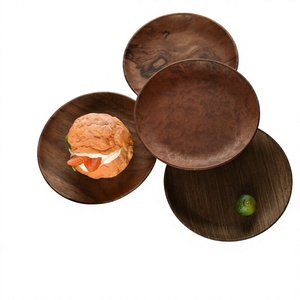 Assiette en bois naturel faite à la main, assiette de service rustique en bois pour table à manger, cuisine, restaurant, collations, fruits et décoration intérieure - Product Image 3