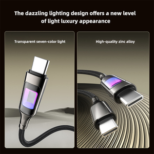 Cable de datos tipo C de carga rápida PD 100W de alta calidad con luz de respiración LED 5A aleación de zinc respetuoso con el medio ambiente para teléfono portátil - Product Image 4