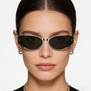 Fabricante de Gafas de Sol Personalizadas OEM ODM, Gafas de Sol de Metal y Acetato con Diseño de Ojo de Gato, Montura Pequeña Retro, Hechas a Mano, Venta al Por Mayor de Fábrica - Product Image 1