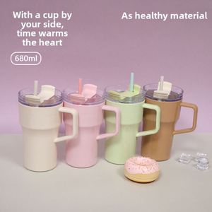 Vaso de Plástico Creativo de Alta Apariencia, de Una Sola Capa, con Asa, de 22oz, Simple, para Coche, Oficina, para Mujeres - Product Image 2
