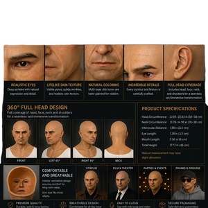 Masques en silicone réaliste pour homme chauve avec bouche mobile, respirants, pour cosplay, anatomiquement corrects, faible MOQ, du fournisseur - Product Image 1
