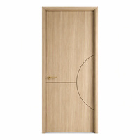 Porte intérieure en MDF mélaminé à grain de bois clair avec demi-courbe et poignée en laiton pour salle à manger – Vente en gros