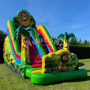 Huatong thương mại PVC <span class=keywords><strong>Inflatable</strong></span> động vật chủ đề Công viên trượt sân chơi ngoài trời phim hoạt hình infrables lâu đài Combo Slide cho trẻ em - Product Image 1