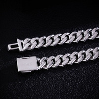 Vente en gros de 15 12 10 8 6mm Collier à maillons cubains Miami en argent sterling 925 plaqué or Chaîne cubaine Moissanite de qualité supérieure