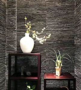 Vente directe d'usine cour rideau d'eau coulant décoration murale dalles de pierre bleue avec rainure ornements de <span class=keywords><strong>jardin</strong></span> ardoise - Product Image 2
