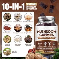 Gummies aux champignons composés best-seller, 3g chacun, flacon de 60 unités, personnalisation OEM, 10 en 1