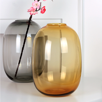 Boule de bulles en verre, cylindre de luxe fait à la main, couleur ambre et gris, pour la décoration de fleur unique, 300 ml