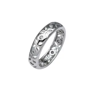 Women Jewellery Plain Carved Hollow Sterling Silver Circle Engagement Anillos Ring 925