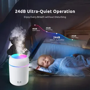 2022 LED light mini 300ml h2o Spray Mist umidificatore Aroma diffusore di olio essenziale RGB Car usb umidificatore d'aria