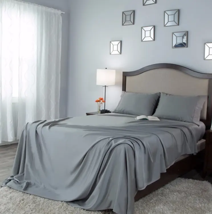 थोक 300 टीसी पर्यावरण के अनुकूल 100% बांस फाइबर बिस्तर शीट सेट शामिल 1 सज्जित चादर, 1 फ्लैट शीट, 2 Duvet कवर