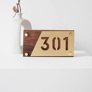 Letrero de Diseño Personalizado Económico, Placa de Metal de Latón, Cobre y Oro, Acero Inoxidable, para Casa, Hotel, Puerta, Número de Habitación - Product Image 4