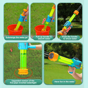 Jouets Zhengguang Nouveautés Vente <span class=keywords><strong>en</strong></span> gros Jouets d'été Canon à eau à 5 tubes <span class=keywords><strong>fusée</strong></span> 56 cm Jouets d'extérieur pour enfants - Product Image 5