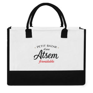 Bolso Tote Petit <span class=keywords><strong>Bazar</strong></span> d'une Atsem, Bolso de Hombro de Lona Merci Maitresse, Regalo de Agradecimiento para Preescolar Atsem - Product Image 1