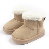 Bottes d'hiver en daim personnalisées pour enfants, bottes de neige d'extérieur marron unies chaudes et douces pour tout-petits, doublure en peluche antidérapante