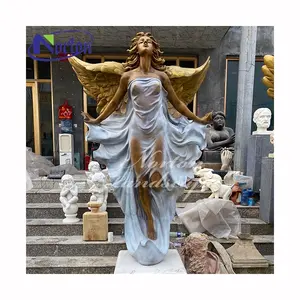 China Supplier Garden Decoration Figure Statues Large Brass Bronze Angel Wings Sculpture For Sale