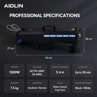 Pistolet à fumée LED portable de haute qualité 1500W, coque métallique, grand volume de fumée, machine à effets de scène pour événements, fêtes et clubs