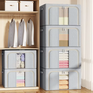 Folding <strong>Waterproof</strong> Durable Eco-Friendly Fabric Dishwasher Safe Stackable Zipper Transparent Clothing Organizer <strong>Storage</strong> <strong>Box</strong> Large - Product Image 3
