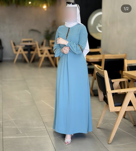 Hijab Kaftan伝統的なイスラム教徒のドレスと控えめな黒アバヤ女性のためのドバイイスラム服ジャカルタから - Product Image 4