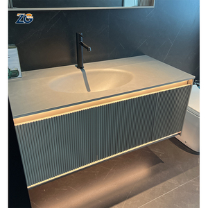 Lavabos en pierre frittée grise de luxe ZGSTONE, surface polie/mate, lavabo en pierre artificielle, lavabo intégré pour salle de bain - Product Image 1