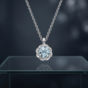 Collier torsadé floral en diamant de laboratoire IGI certifié Fancy Vivid, plaqué rhodium, ethnique, or 10K 14K 18K, argent 925 935, pour mariage - Product Image 1