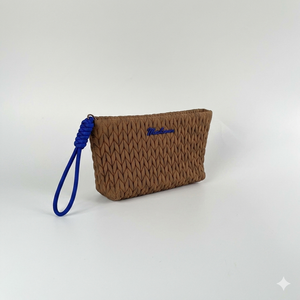 Soft Makeup Pouch Designer Padded Cosmetic Bag Portable Travel <b>Toiletry</b> Organizer Brown Bubble Fabric Beauty <b>Storage</b> Case - Product Image 5