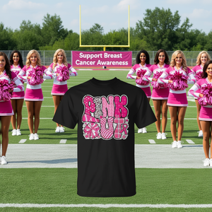 T-shirt de football Pink Out Cheer avec motif ruban rose pour la sensibilisation au cancer du sein - Product Image 3