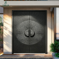 Portail double en aluminium moulé sur mesure pour projets d'ingénierie de bâtiments hôteliers, d'appartements et de villas modernes – Production en série pour entrée principale extérieure