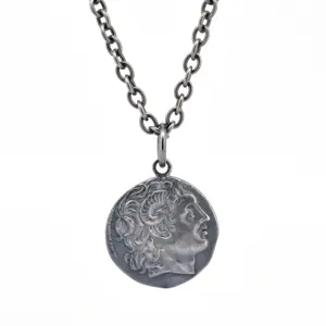 Collar con colgante de moneda antigua, Plata griega, dracm