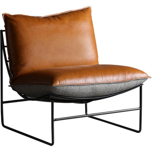 As Is Well Known Single <b>Sofa</b> Chair Black Leather And Metal Frame Comfortable Lounge Chair For Office Bedroom Study - Product Image 6