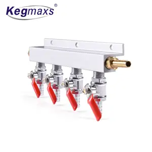 Kegmaxs manopla de gás 4 vias, distribuidor de co2, múltipla, 5/16 polegadas, divisor de cerveja, válvulas de retenção integradas, fabricação de cerveja em casa