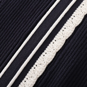 Robe pull tricotée mi-longue décontractée et simple pour femme, col polo noir, manches longues, simple boutonnage, collection automne-hiver - Product Image 4