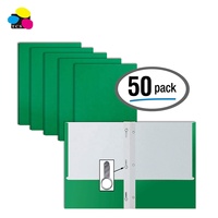 Paquete de 50 de papel azul con textura mate con 3 clips de sujeción de puntas de metal, 2 carpetas de bolsillo con puntas