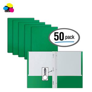 Giấy màu xanh 50 gói Matte kết cấu với <span class=keywords><strong>3</strong></span> kim loại prong Fastener Clip 2 túi thư mục với prongs - Product Image 4