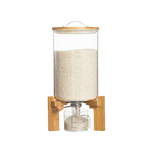 Distributeur de céréales multifonctionnel en verre rond hermétique pour comptoir, 5 L et 8 L, pour aliments secs, vente en gros - Product Image 1
