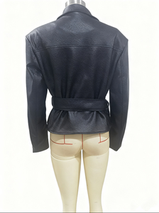 <span class=keywords><strong>Chaqueta</strong></span> de Cuero Bliberry Primavera-Otoño 2026 para Mujer, Nueva Colección, Estilo Retro, Cuello Solapa, Cierre de un Botón, con Cinturón - Product Image 5