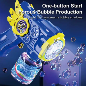 Soplador de burbujas con luz automática de 12 agujeros, pistolas de burbujas para exteriores de verano, máquina de pistola de burbujas eléctrica de engranaje barato para niños - Product Image 3