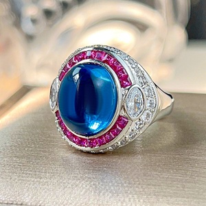 Fashion Jewelry Eco-friendly Copper Oval Shape Wholesale Vintage Zircon Wedding Jewelry Solitaire Band <b>Rings</b> for Women - Product Image 3