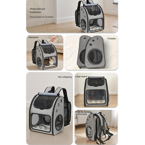 Transparent Oxford Polyester Lightweight Large Capacity Zipper Portable Outdoor Pet <b>Backpack</b> for <b>Cats</b> Dogs-Breathable Travel - Product Image 4