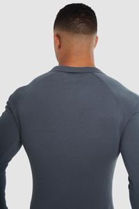 Knitted Grey <strong>Petrol</strong> Cotton Stretch Open Collar Neck Buttonless Open Collar Polo <strong>Shirt</strong> <strong>Men</strong> - Product Image 6
