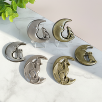 Sculpture artisanale en obsidienne dorée et argentée de haute qualité, 3-5 cm, thème lune, hibou, animal, œil de dragon, pour décoration énergétique, cadeau en cristal